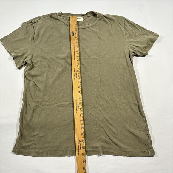 Elwood Mens Olive Green Single Stitch Organic Cotton T-Shirt Distressed Tee Sz L - Picture 5 of 10